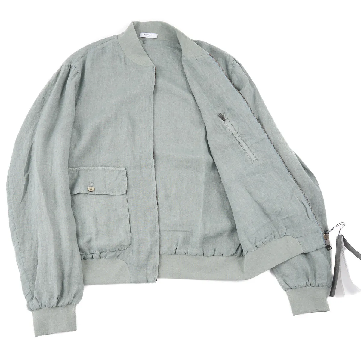 Boglioli Unlined Linen Bomber Jacket