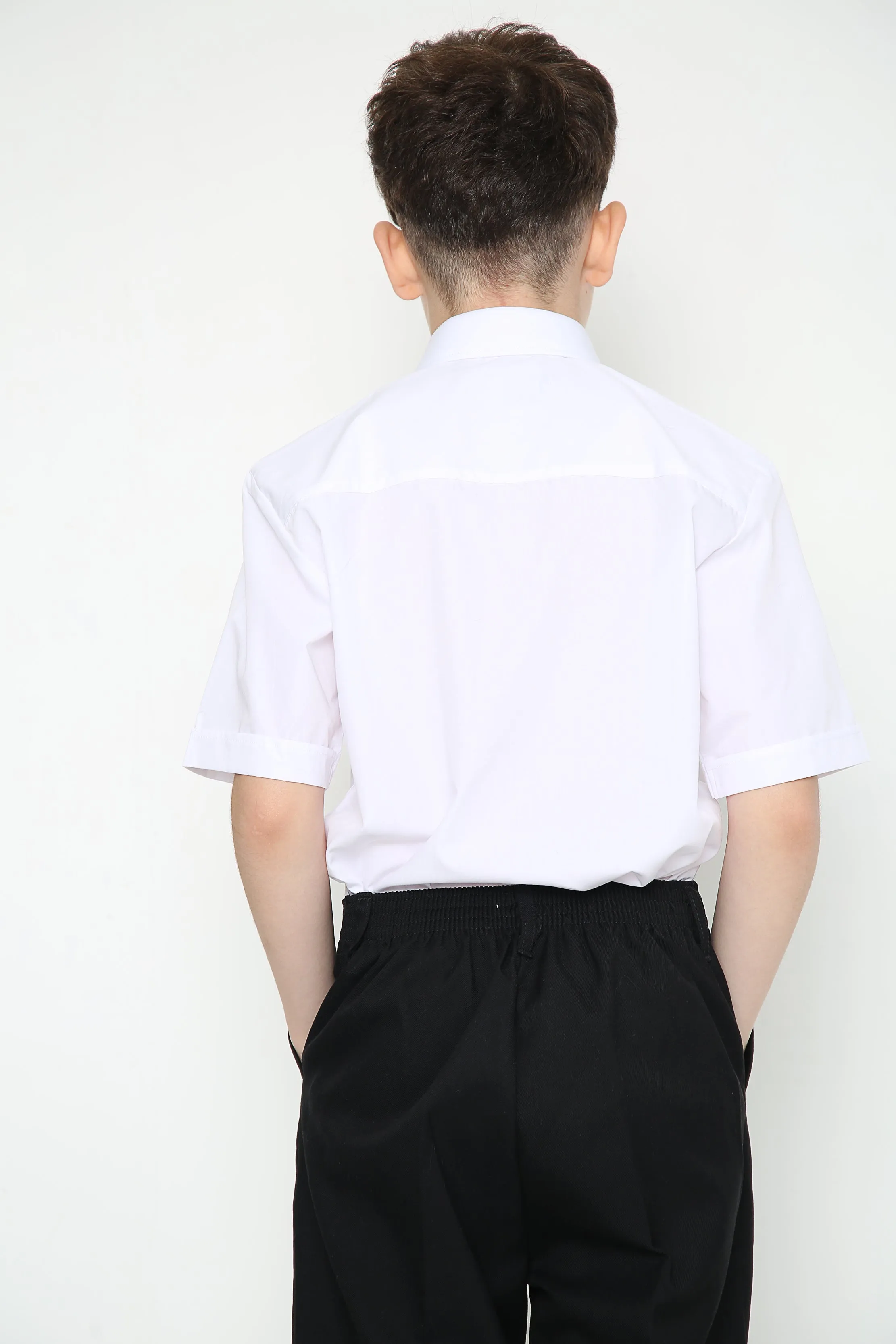 Boys White Plus Fit Short Sleeve School Uniform Polycotton Shirt Sizes 3 to 18