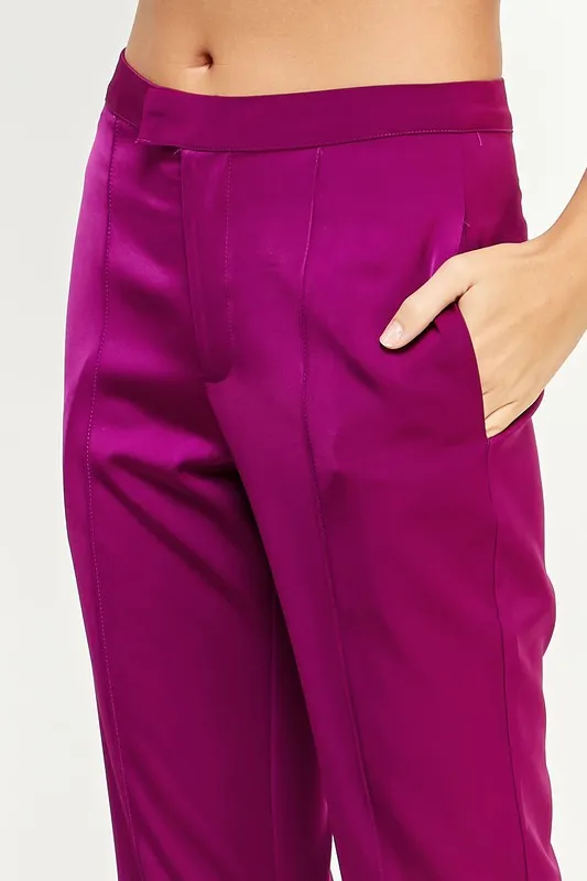 Boysenberry Tailored Satin Pants