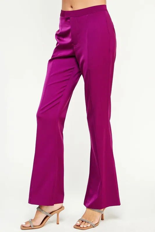 Boysenberry Tailored Satin Pants