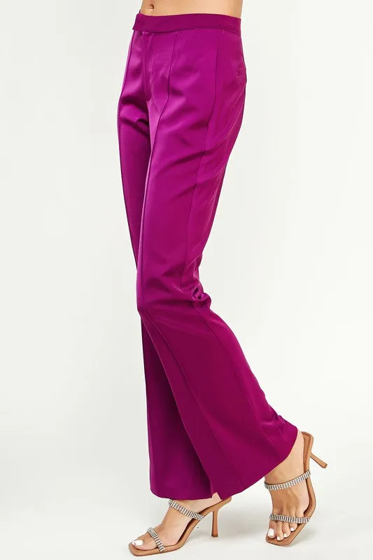 Boysenberry Tailored Satin Pants