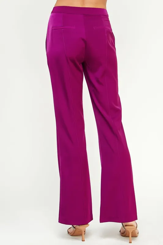 Boysenberry Tailored Satin Pants