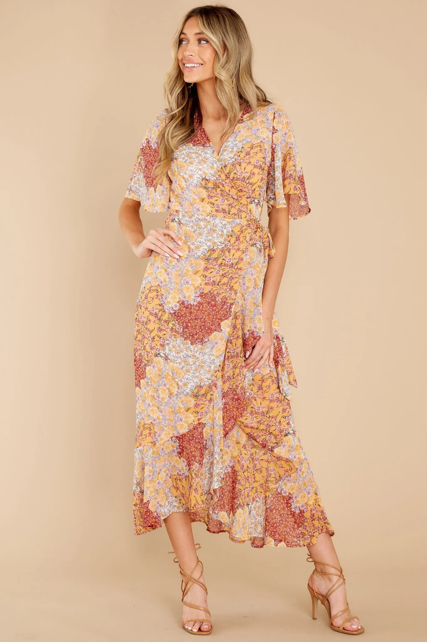 Bright Spark Orange Floral Print Maxi Dress