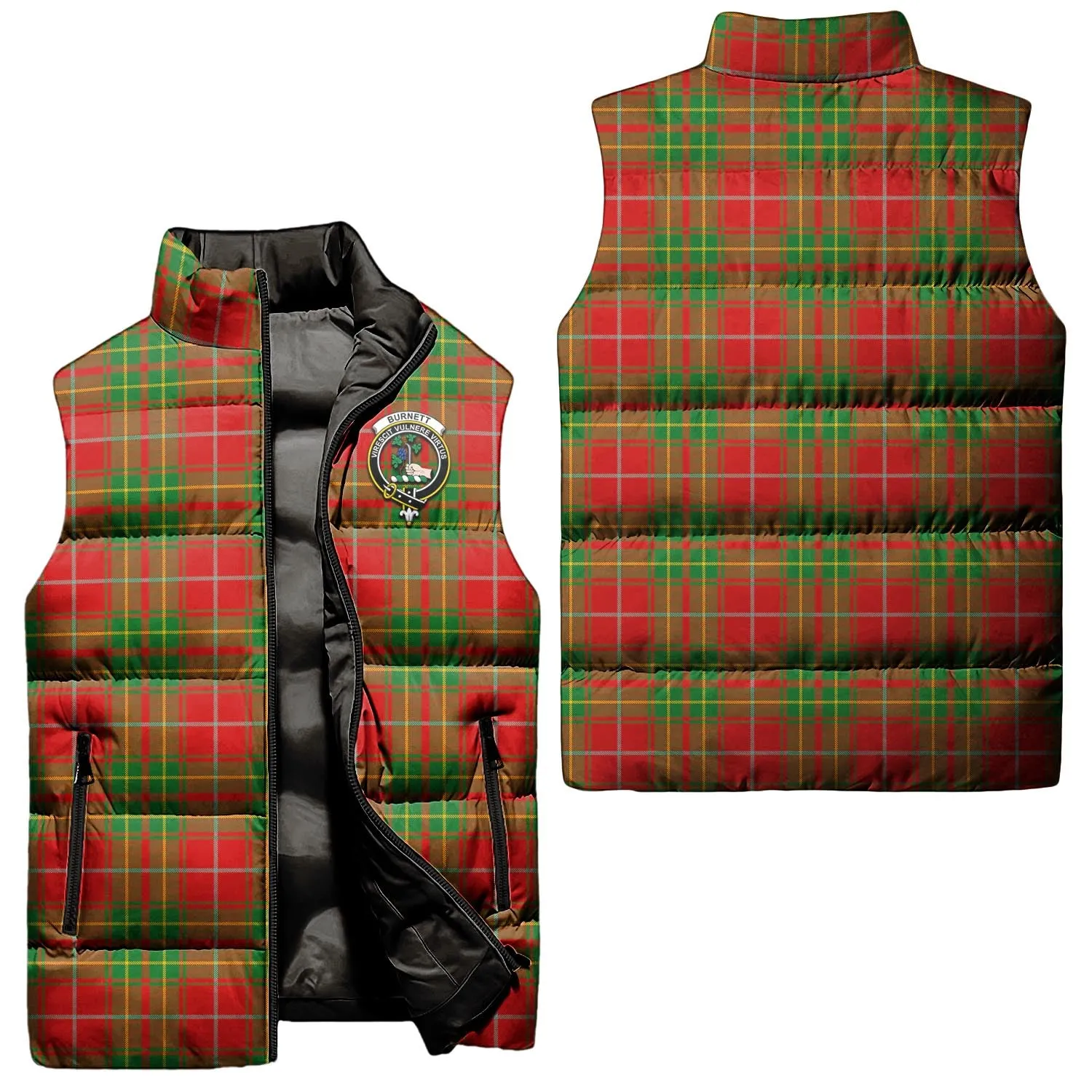 Burnett Tartan Sleeveless Puffer Jacket with Family Crest