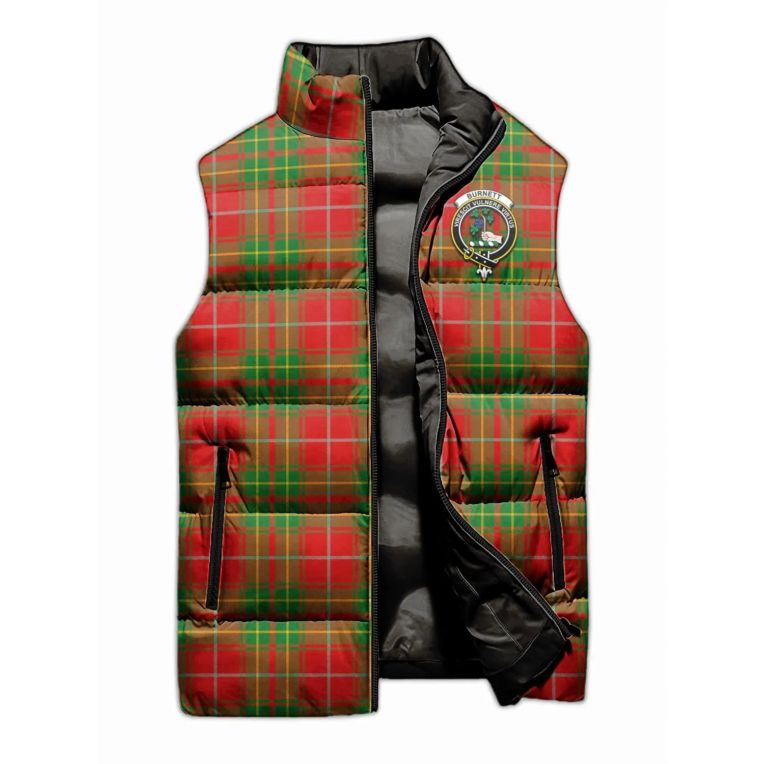 Burnett Tartan Sleeveless Puffer Jacket with Family Crest