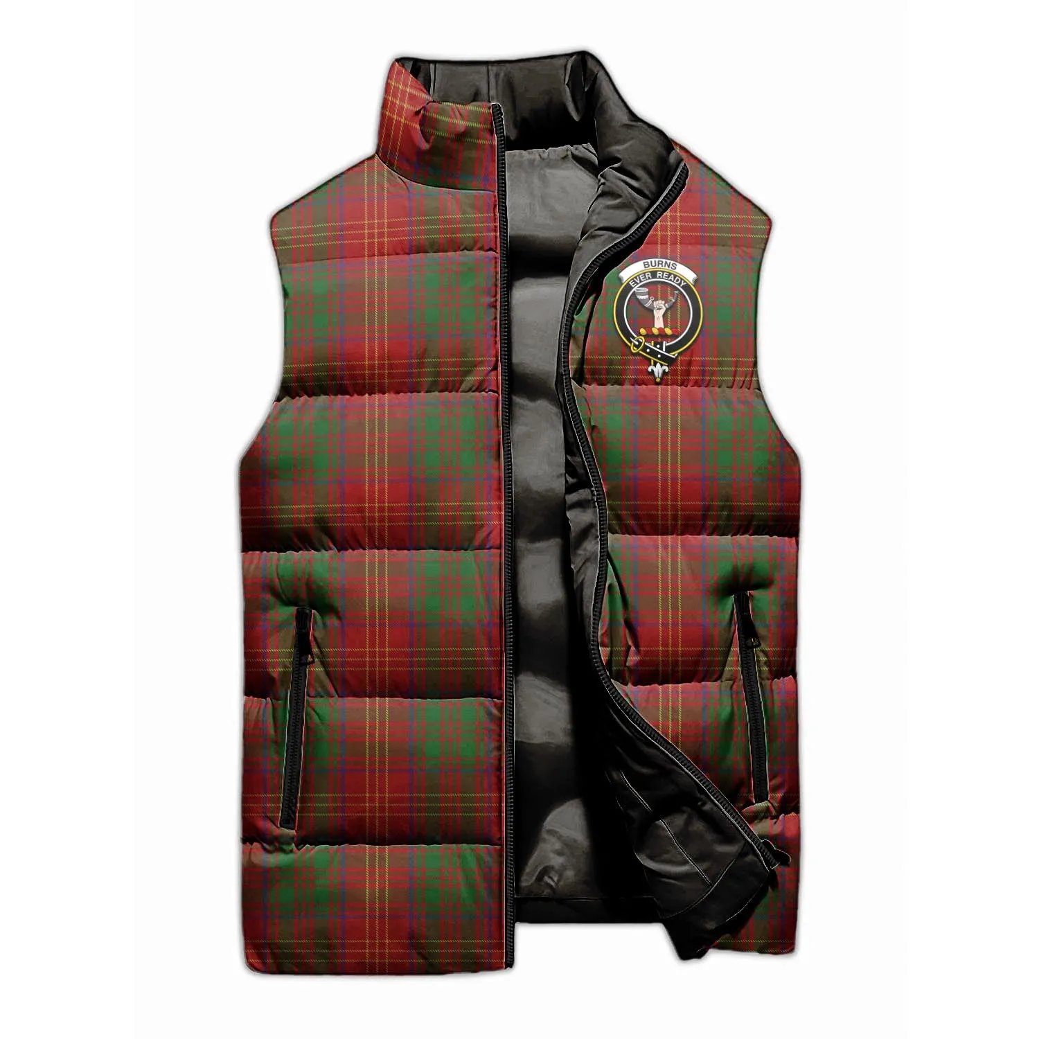 Burns Tartan Sleeveless Puffer Jacket with Family Crest