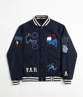 by Parra Run Sit & Bike Varsity Jacket - Navy Blue