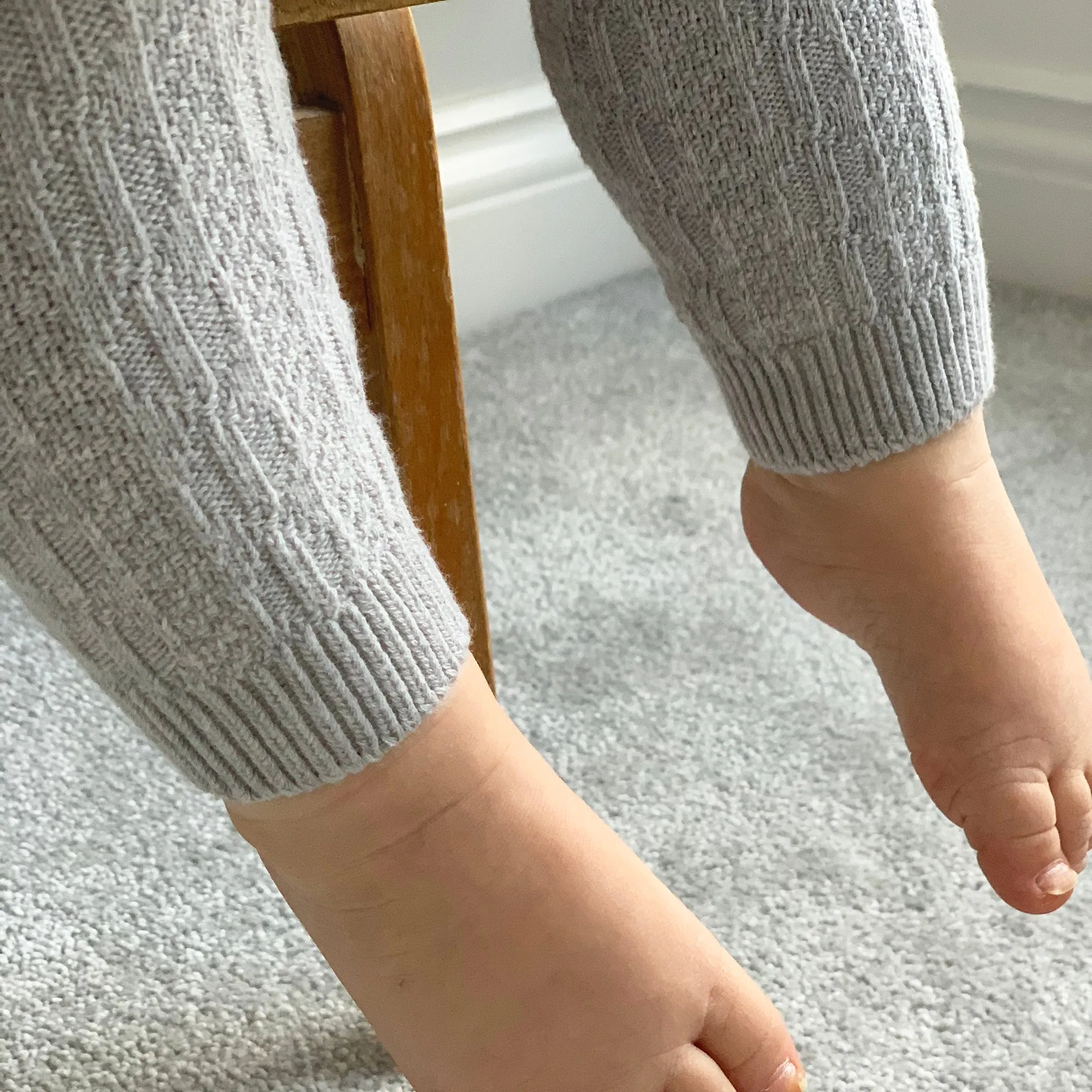 Cable Knit Baby and Toddler Leggings / Footless Tights - Grey Marl