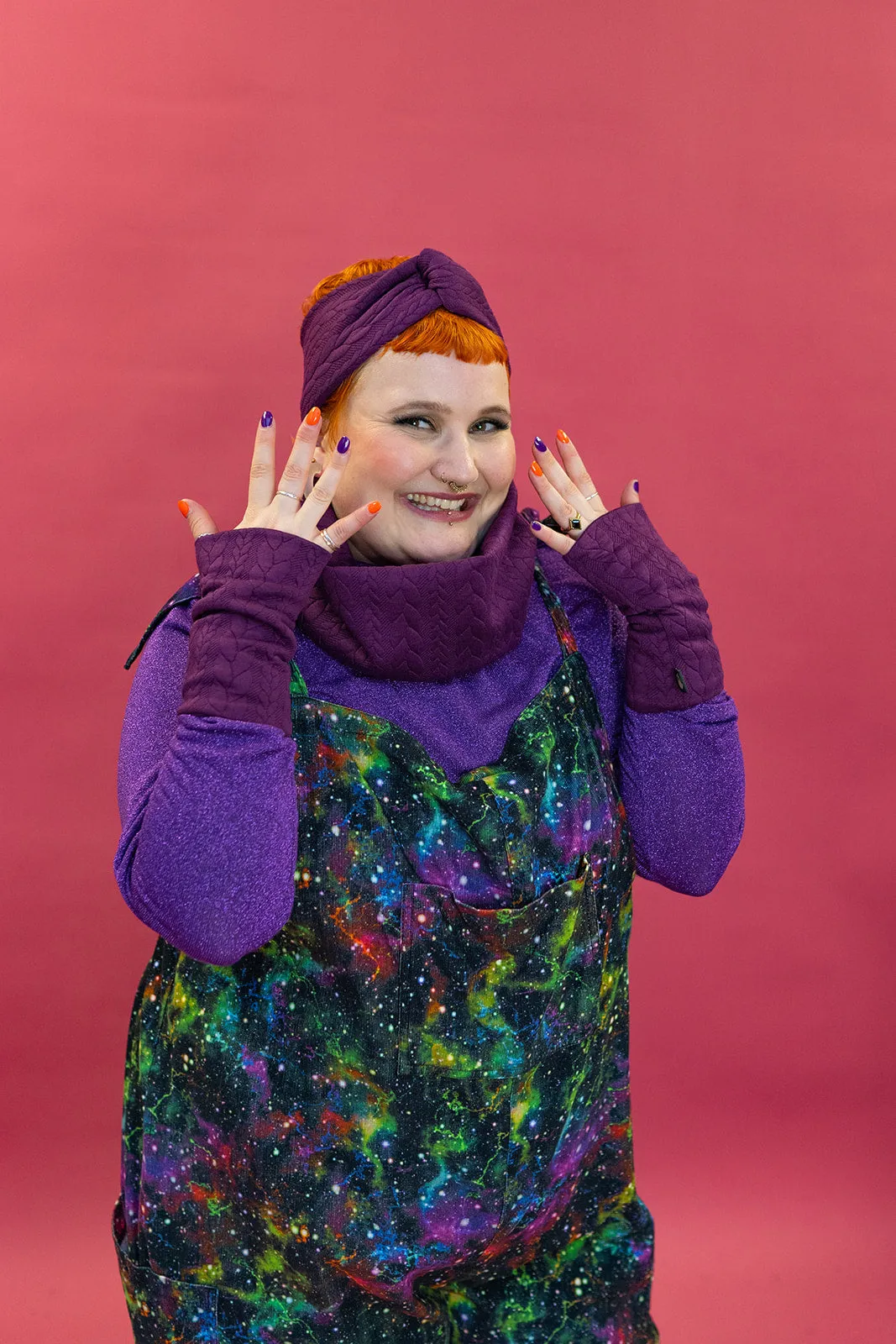 Cable Knit Jersey Cowl in Purple