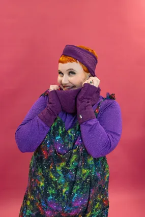 Cable Knit Jersey Cowl in Purple