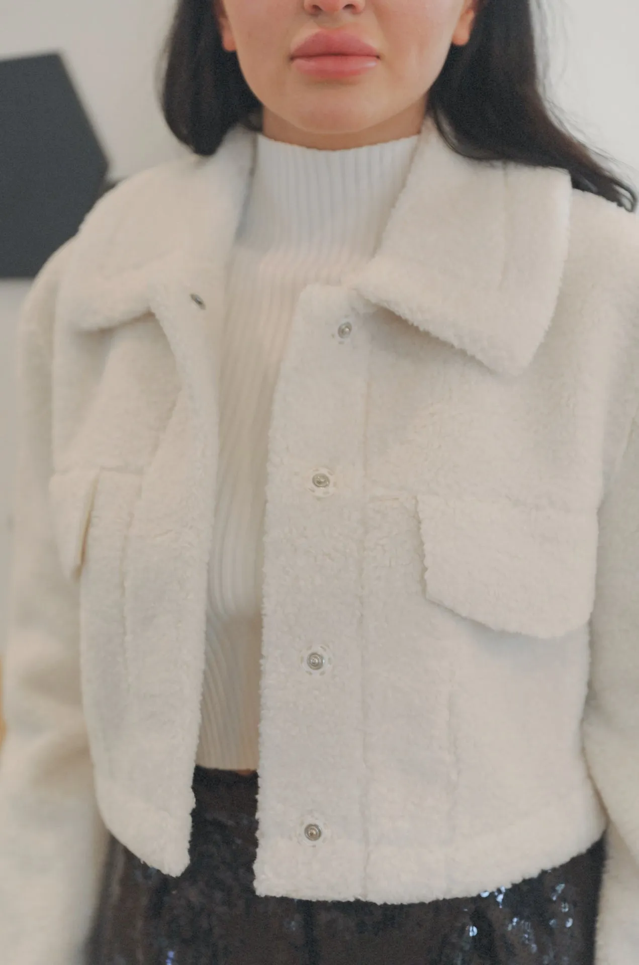 Carter White Sherpa Jacket