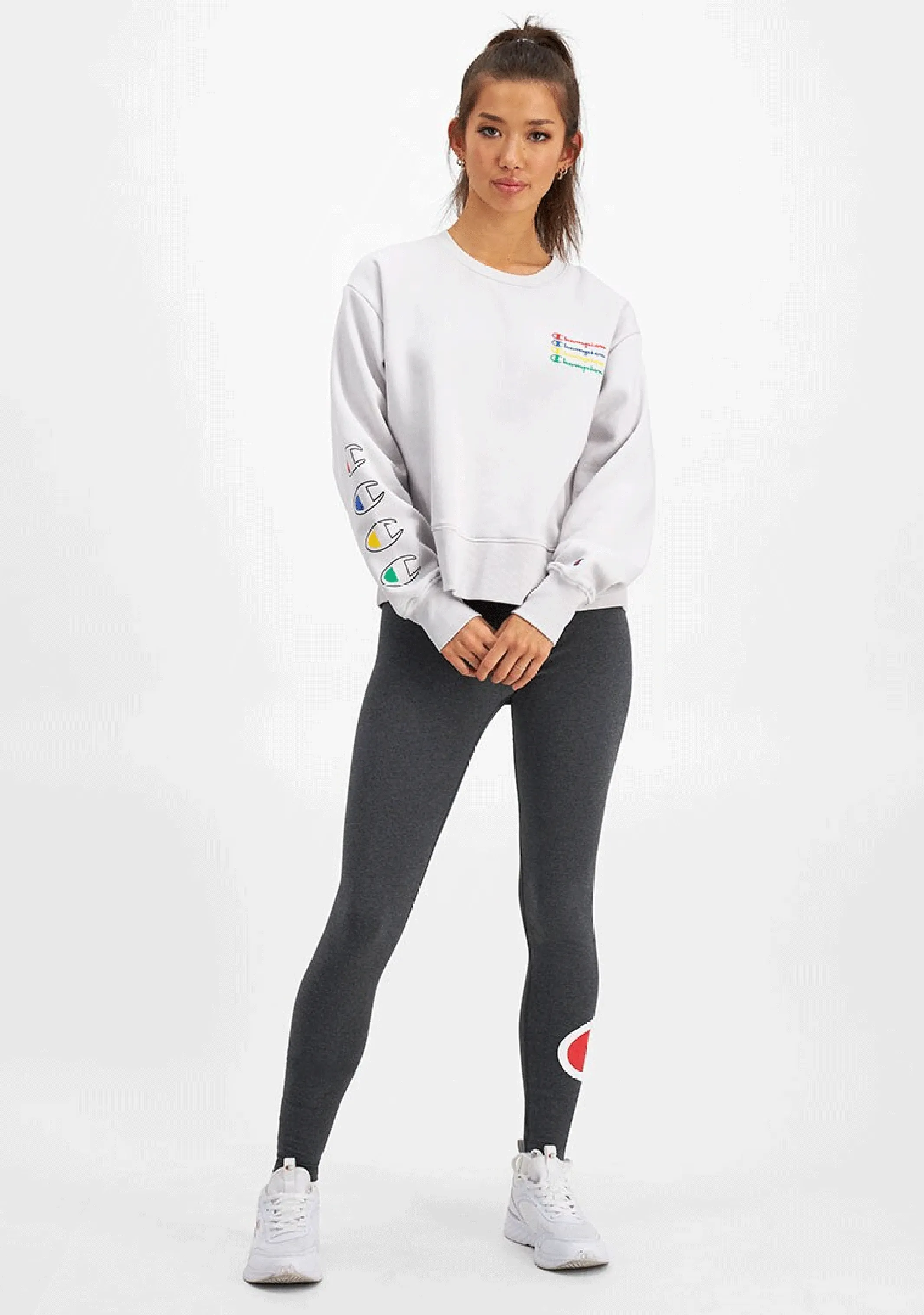 Champion Womens Sporty Graphic Crop Hoodie <BR> CRLFN 0CH