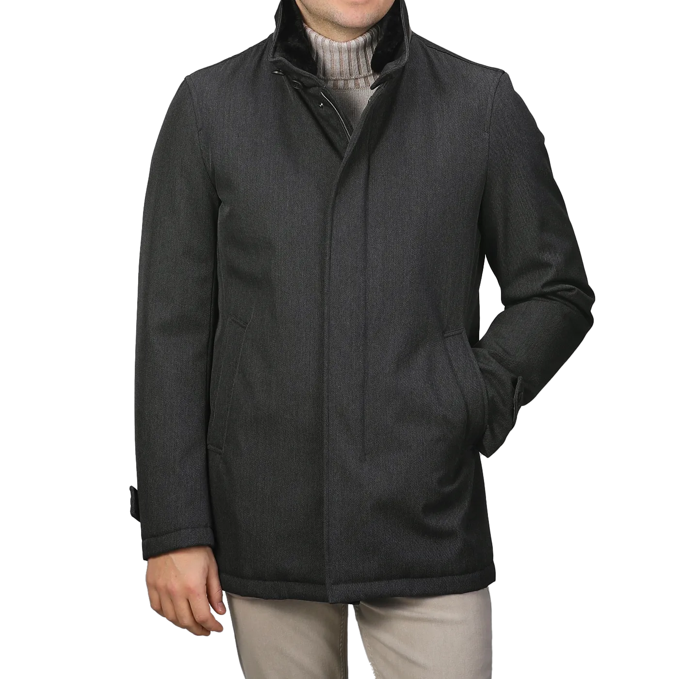 Charcoal Grey Loro Piana Wool Twill Jacket