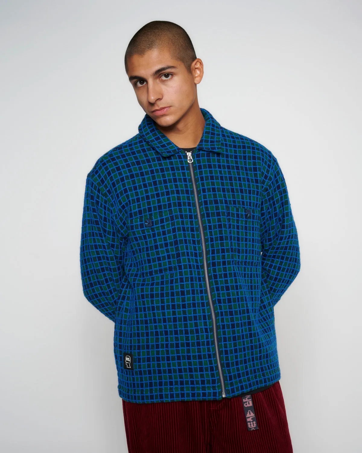 Check Mate Flannel Zip Shirt - Navy