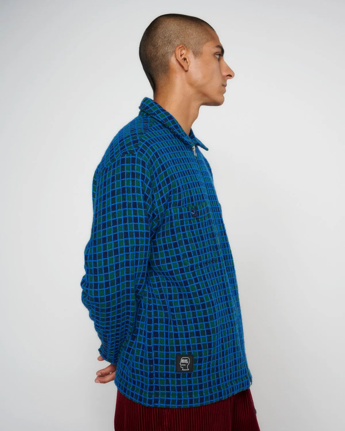 Check Mate Flannel Zip Shirt - Navy