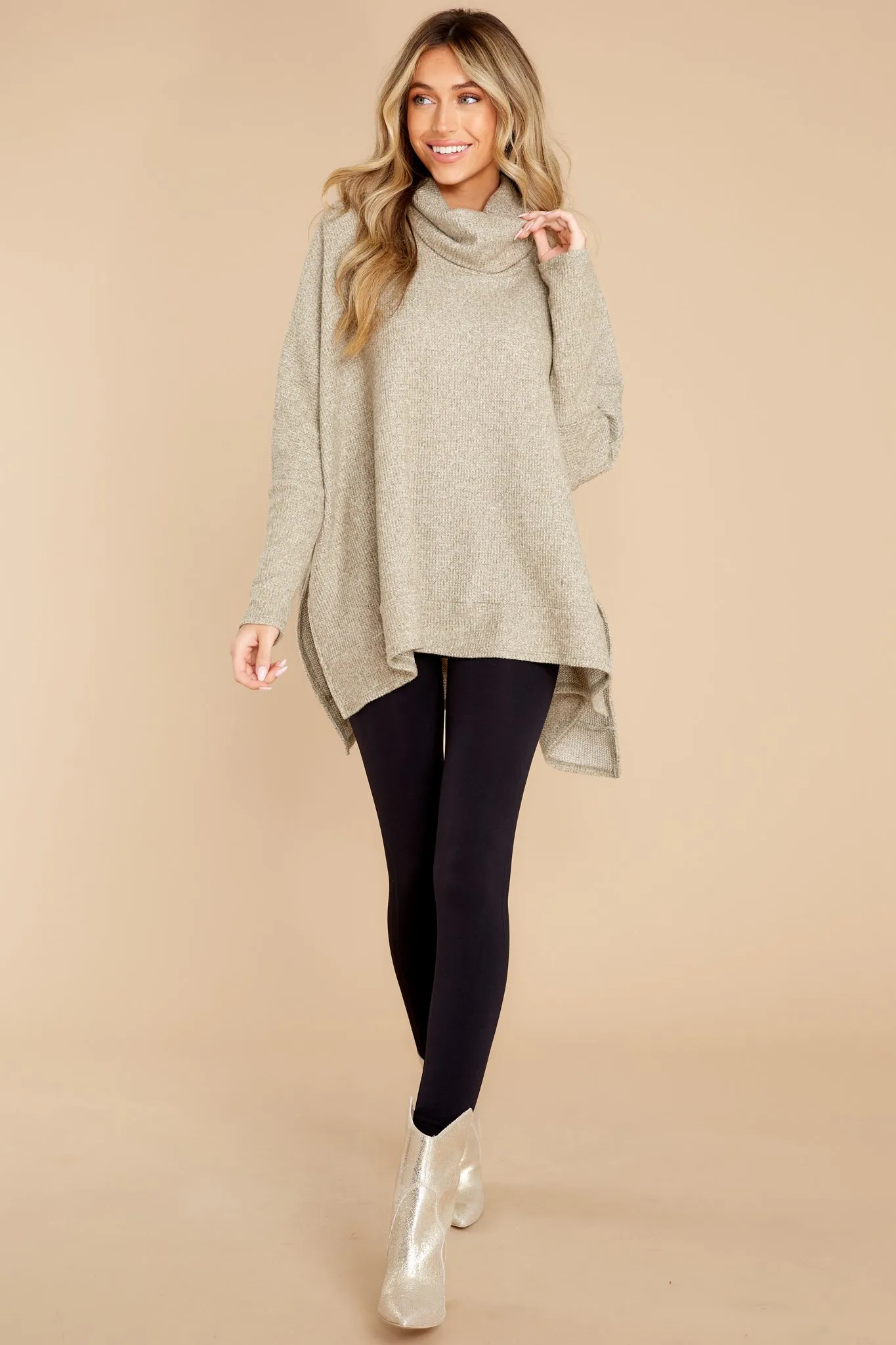 Chic Warmth Light Olive Turtleneck Sweater