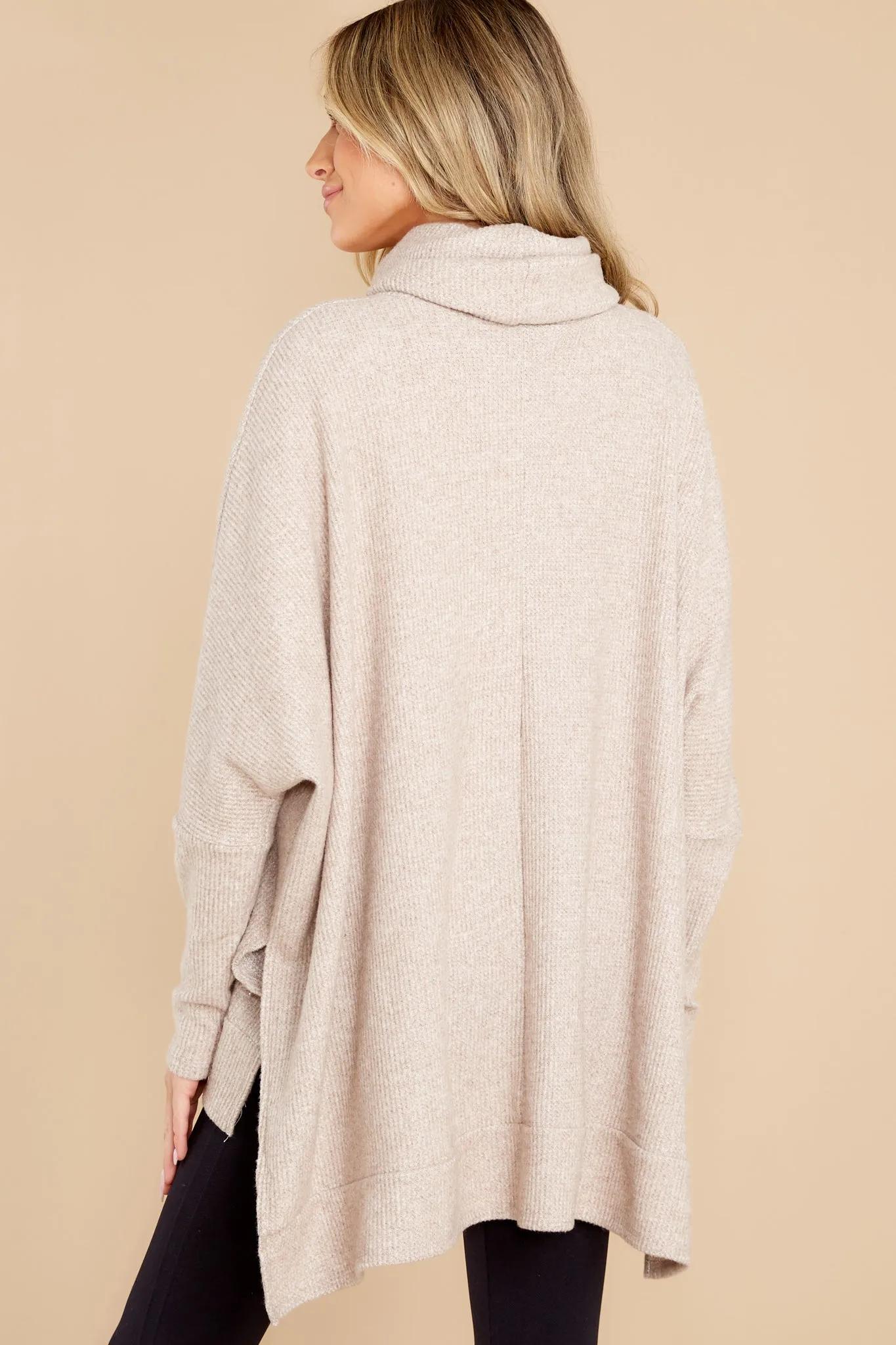 Chic Warmth Taupe Turtleneck Sweater