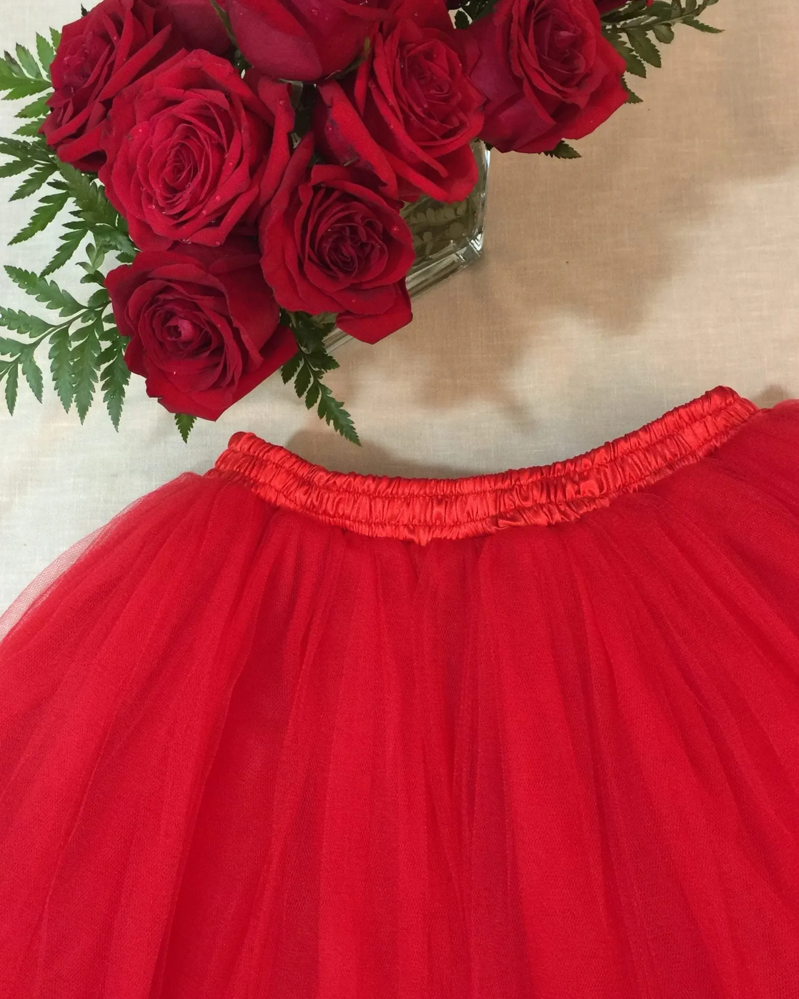 Clarisa Red Tulle Skirt - Midi