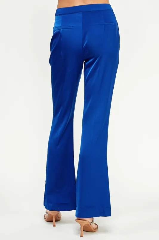 Classic Blue Tailored Satin Pants