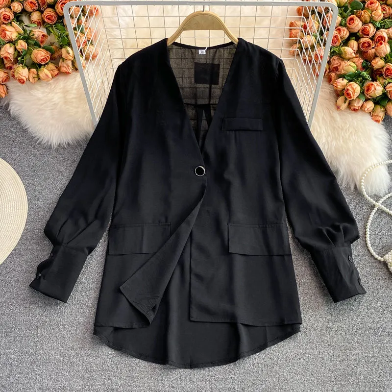 Coat fashion Lantern Sleeve foreign style single breasted top  1670