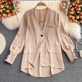 Coat fashion Lantern Sleeve foreign style single breasted top  1670