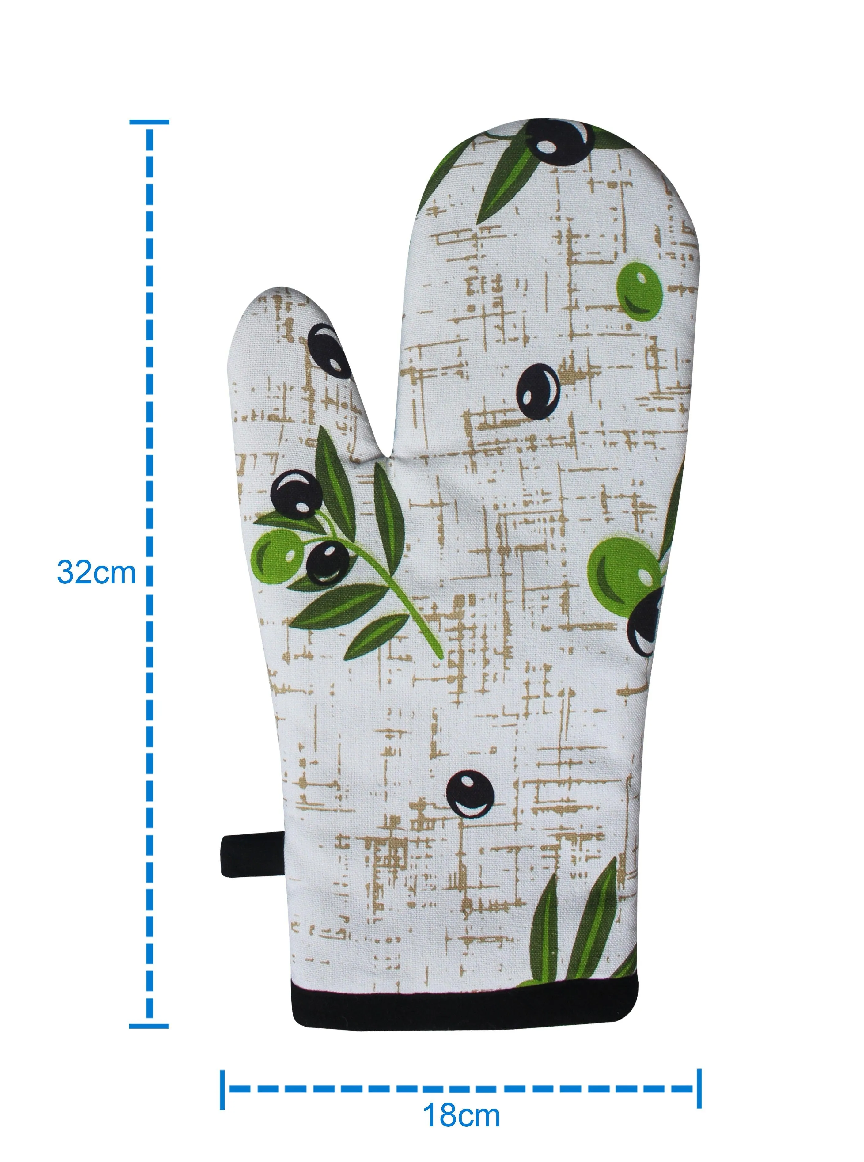 Cotton Anjoe Olive Leaf white Oven Gloves Pack Of 2