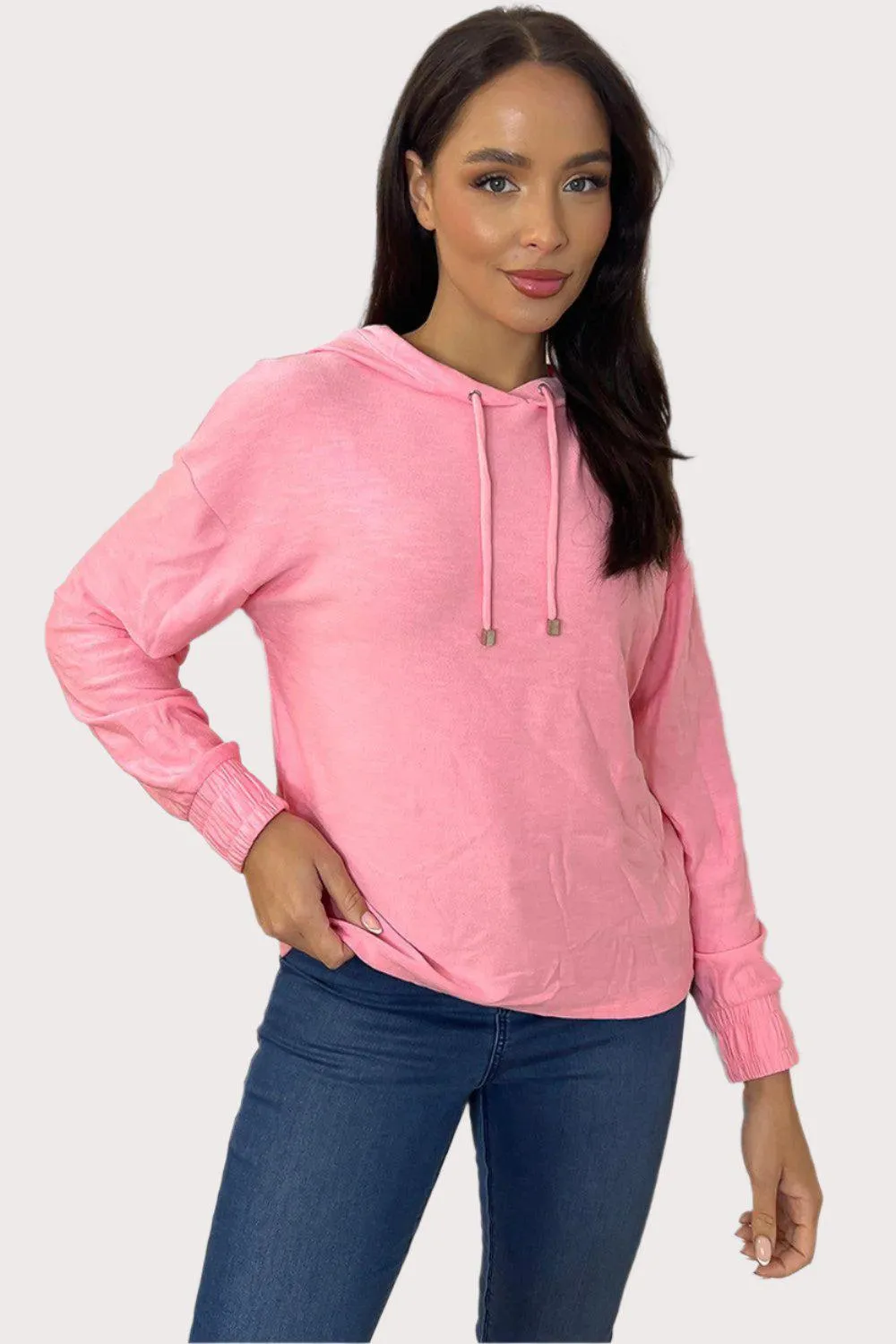 Cotton Blend Fine Knit Hoodie