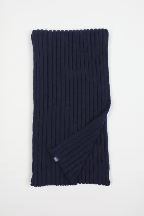 Cotton Cashmere Navy Rib Scarf