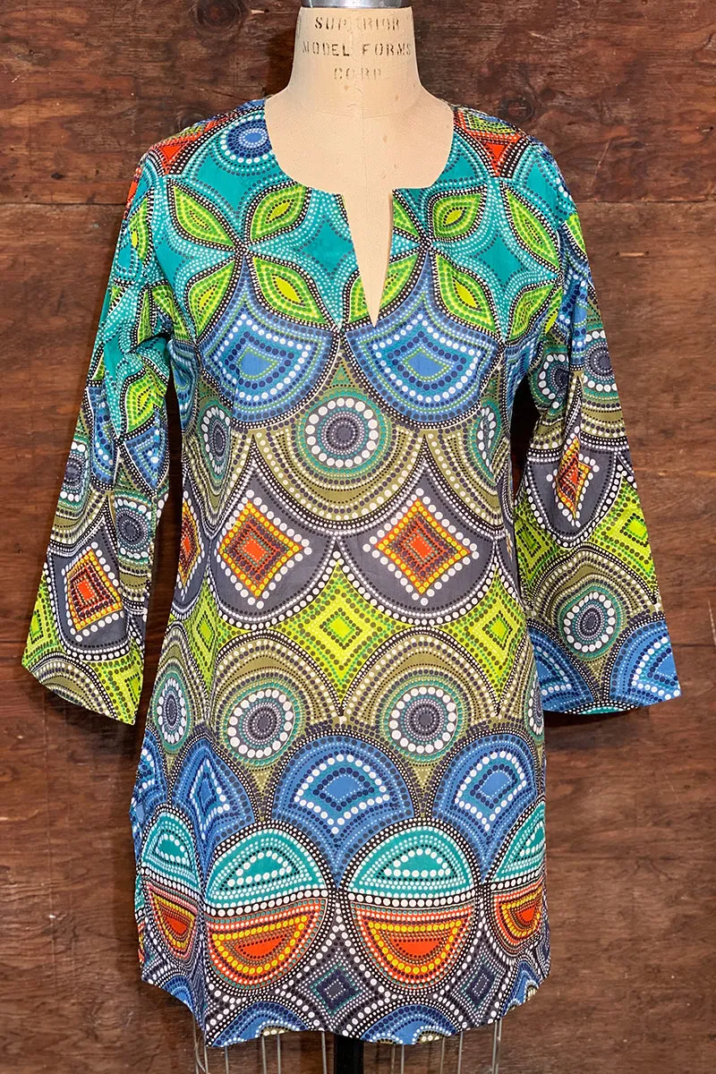 Cotton Tunic Top Blues and Greens