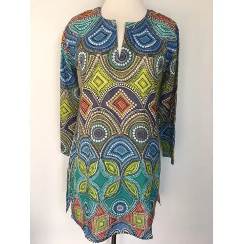 Cotton Tunic Top Blues and Greens