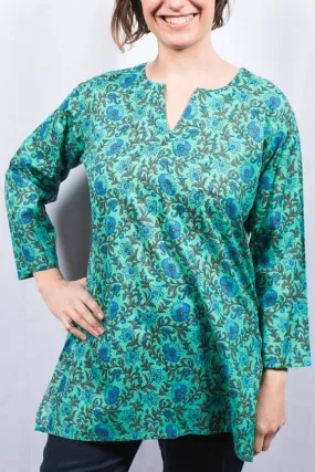 Cotton Tunic Top Jaded Floral