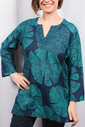 Cotton Tunic Top Navy Teal