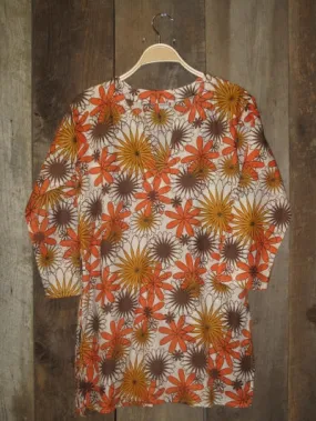 Cotton Tunic Top Orange Floral