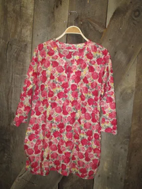 Cotton Tunic Top Pink Roses