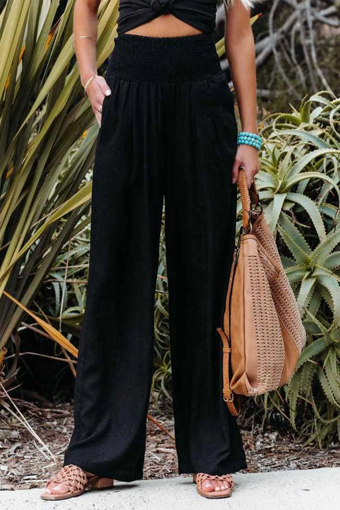 Cotton Wide Leg Long Pants