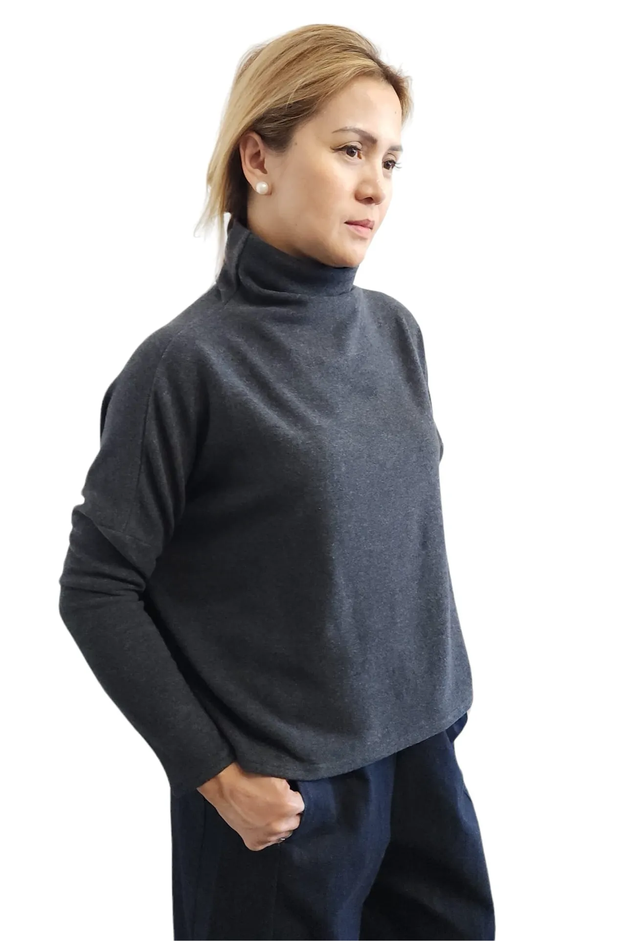 Crater Neck Sweater Charcoal