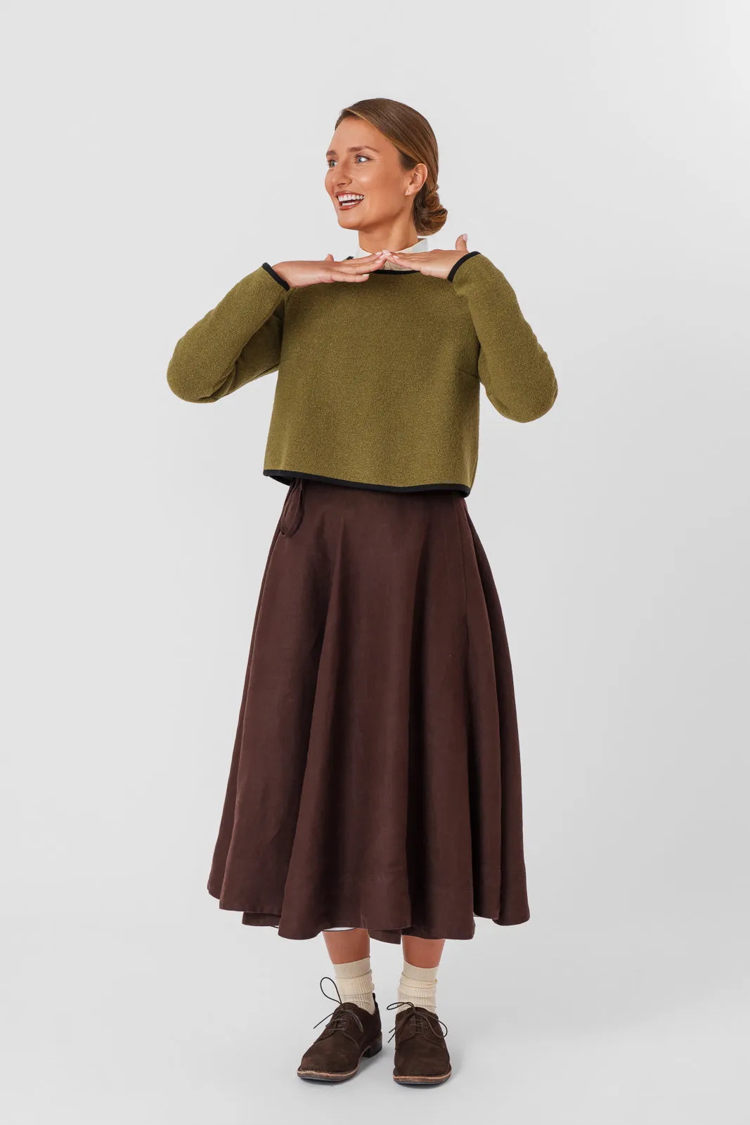 Crop Sweater, Wool, Moss Green