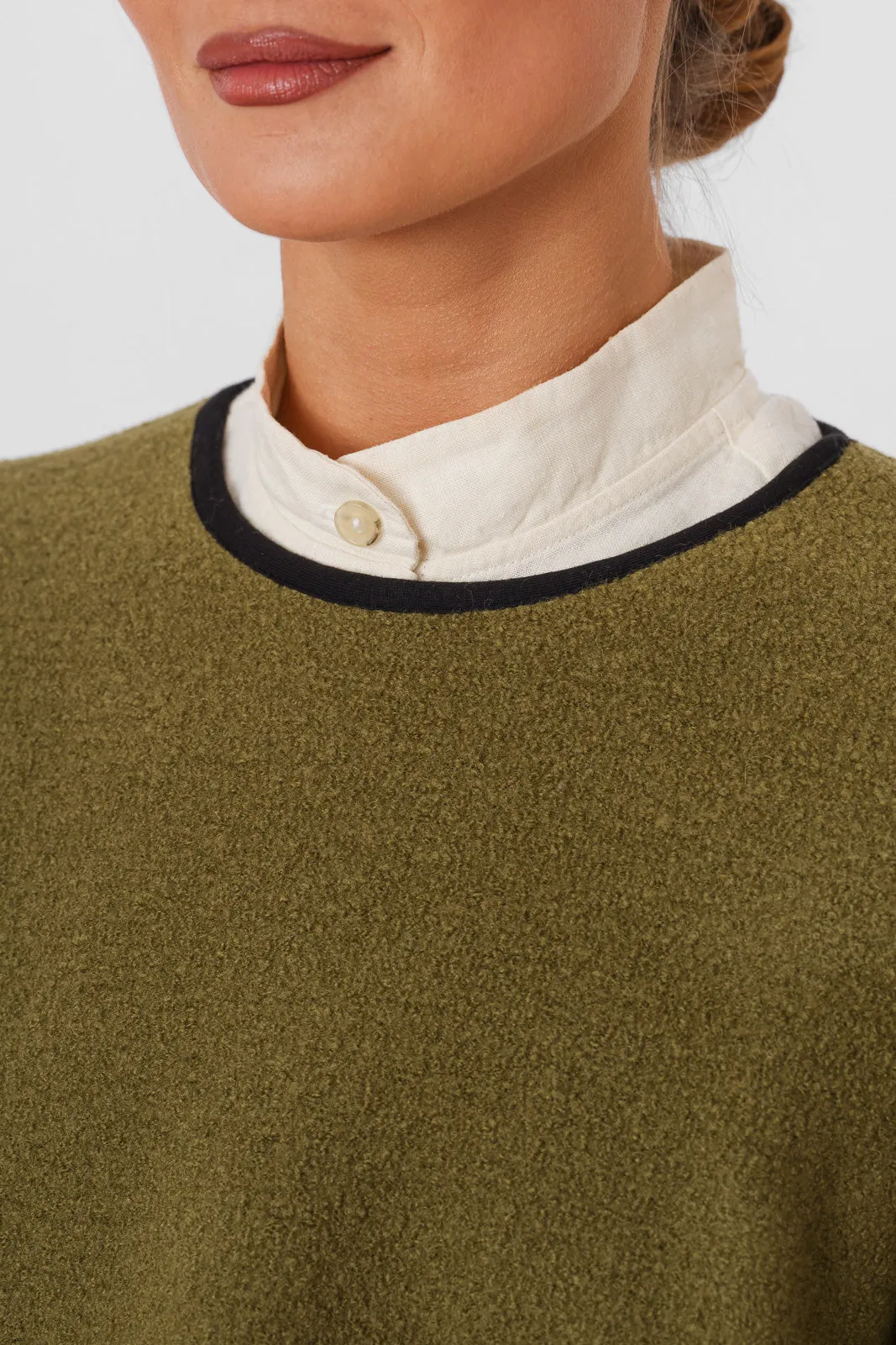 Crop Sweater, Wool, Moss Green