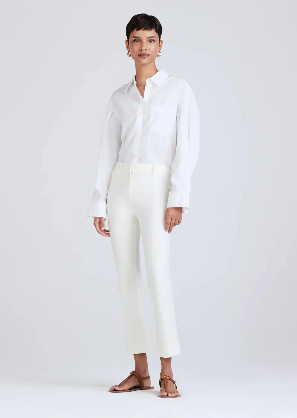 Crosby Cropped Flare Trousers - Soft White