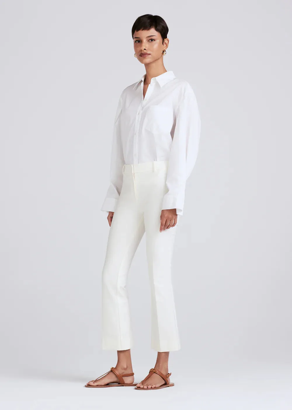 Crosby Cropped Flare Trousers - Soft White