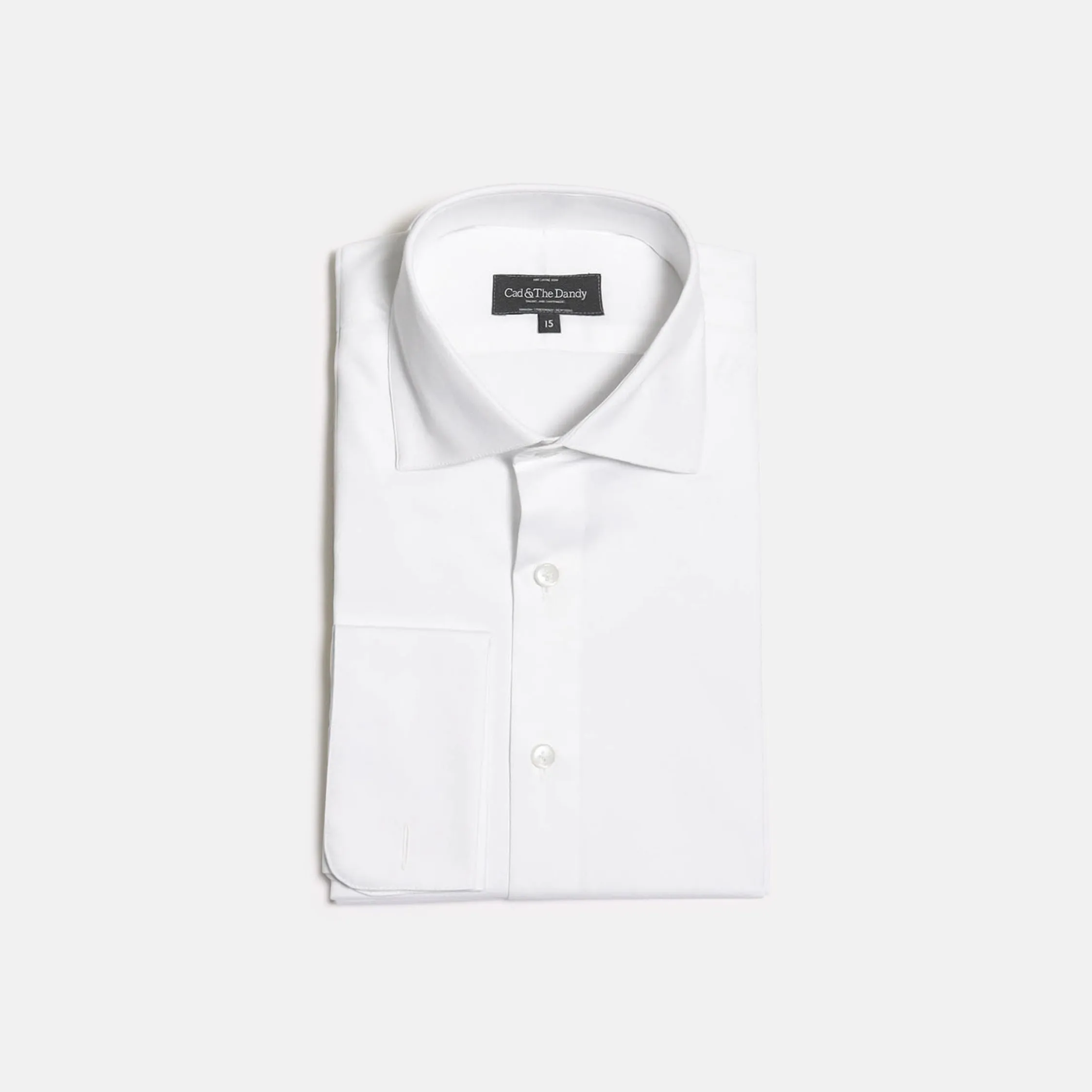 Cutaway Collar, Double Cuff Shirt in White Pinpoint