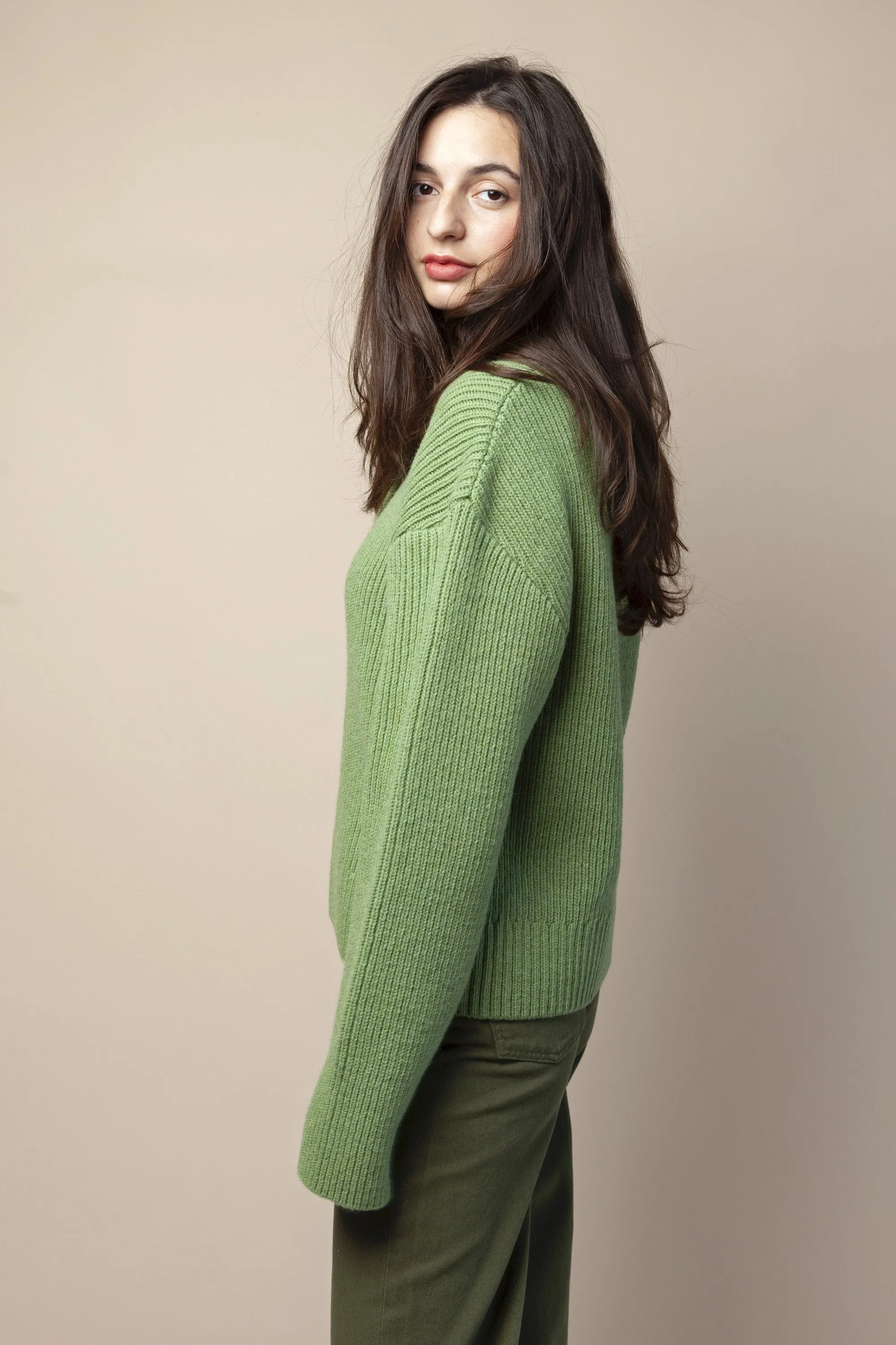 dash knit sweater green