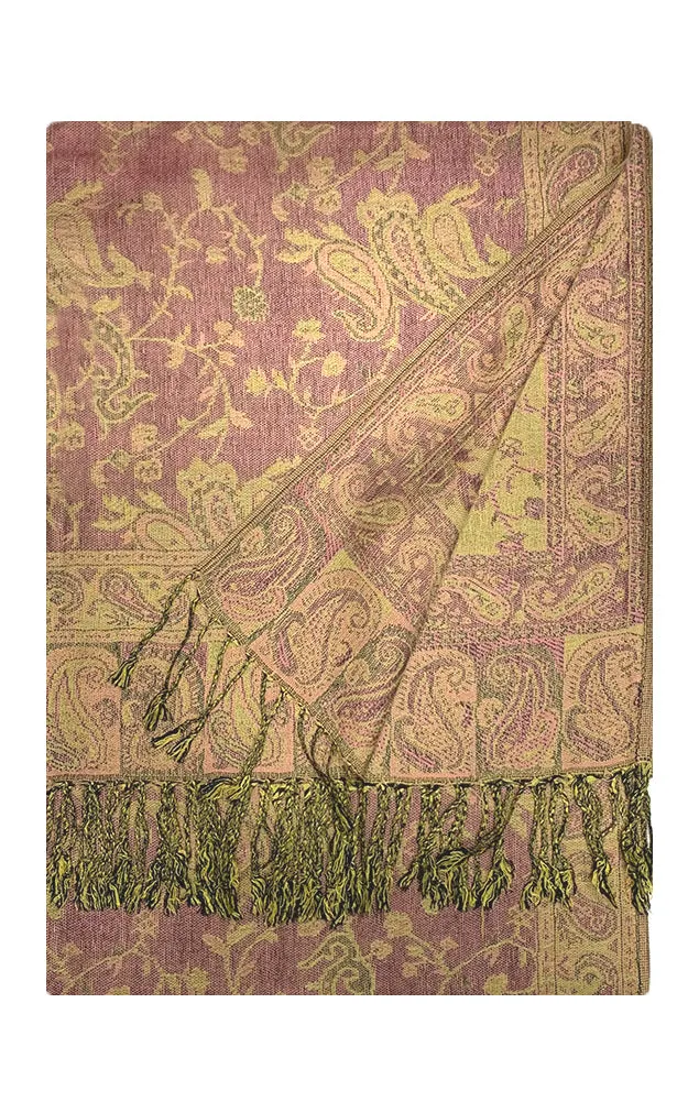 DB023-22 Pink Paisley Print Pashmina Scarf