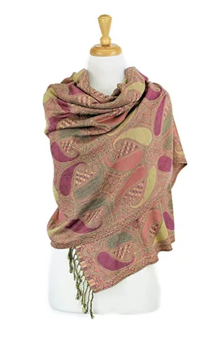 DBA18-28 Pink Paisley Print Pashmina Scarf