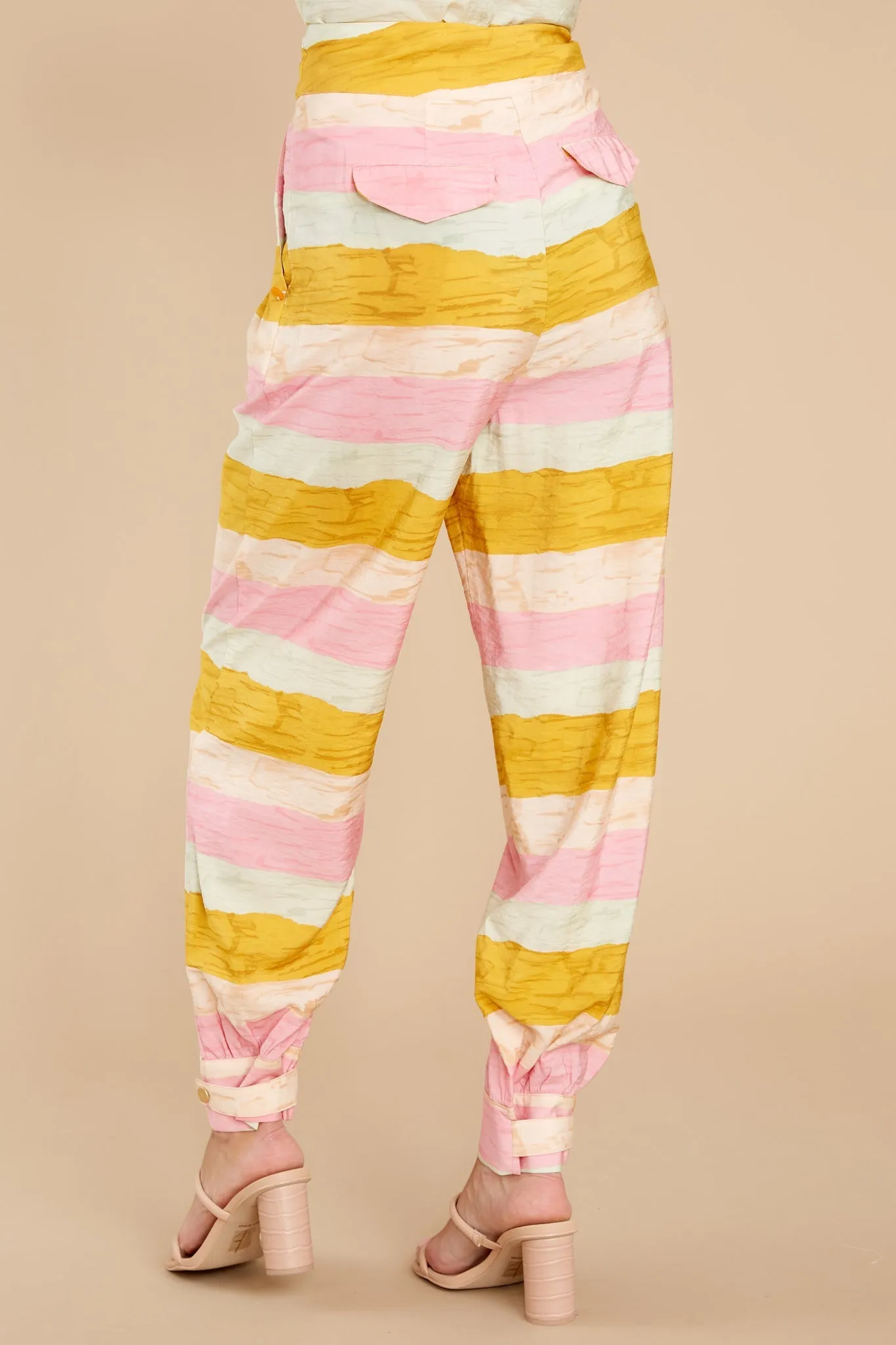 Delightful Daydreams Yellow Striped High Rise Trousers