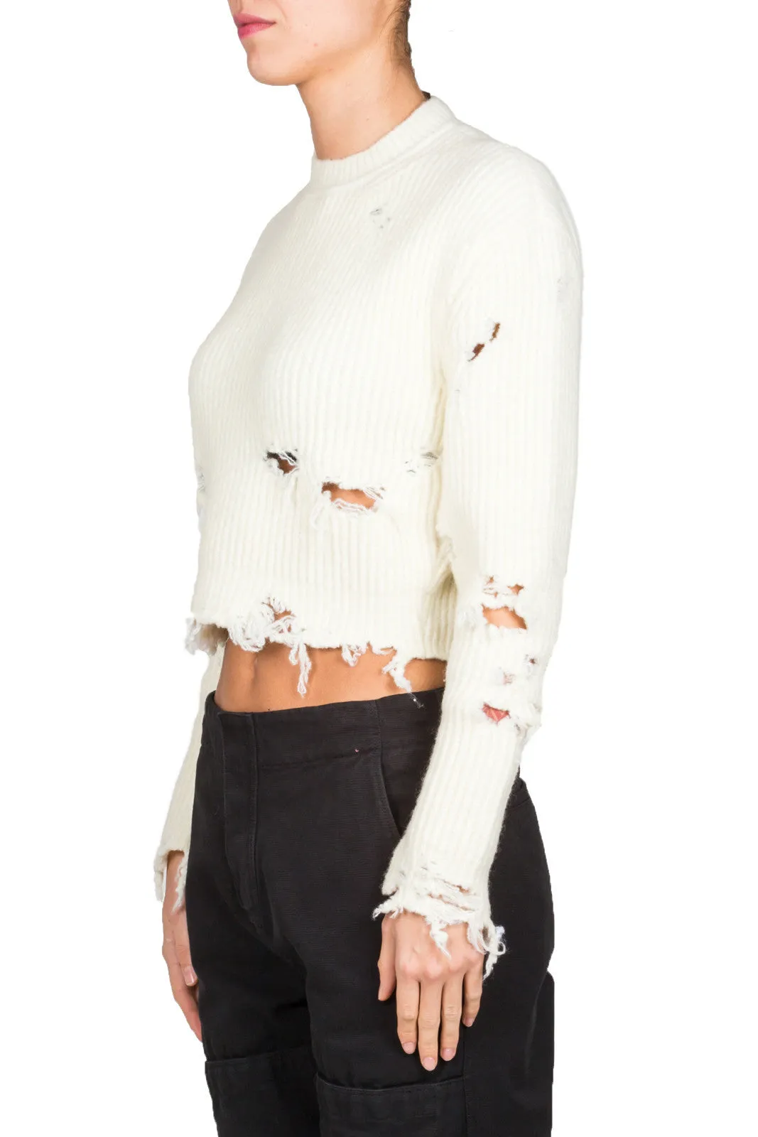 Destroyed Crop Boucle Sweater