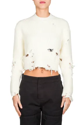 Destroyed Crop Boucle Sweater