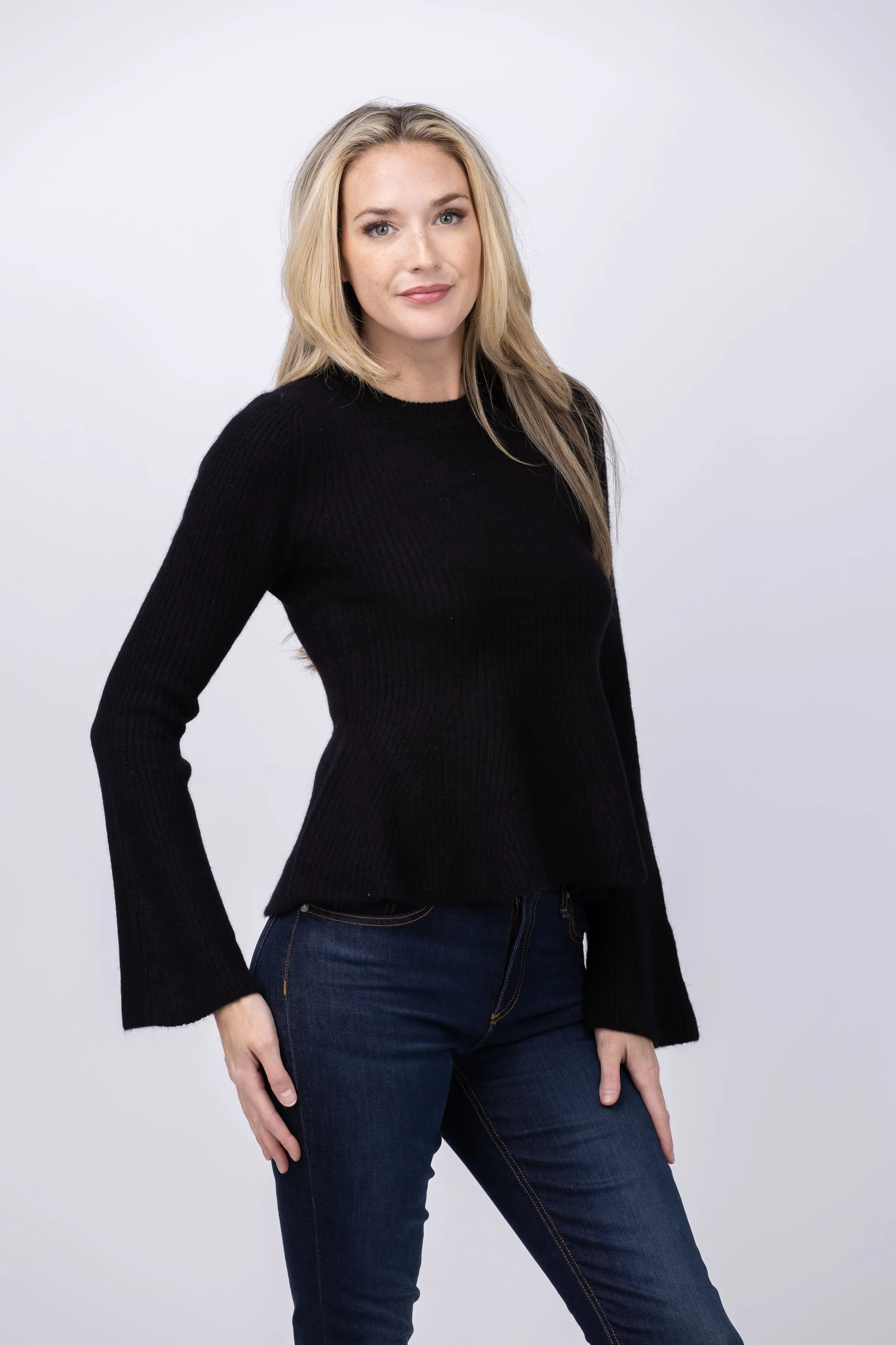 DH New York Bell Sleeve Sweater in Black