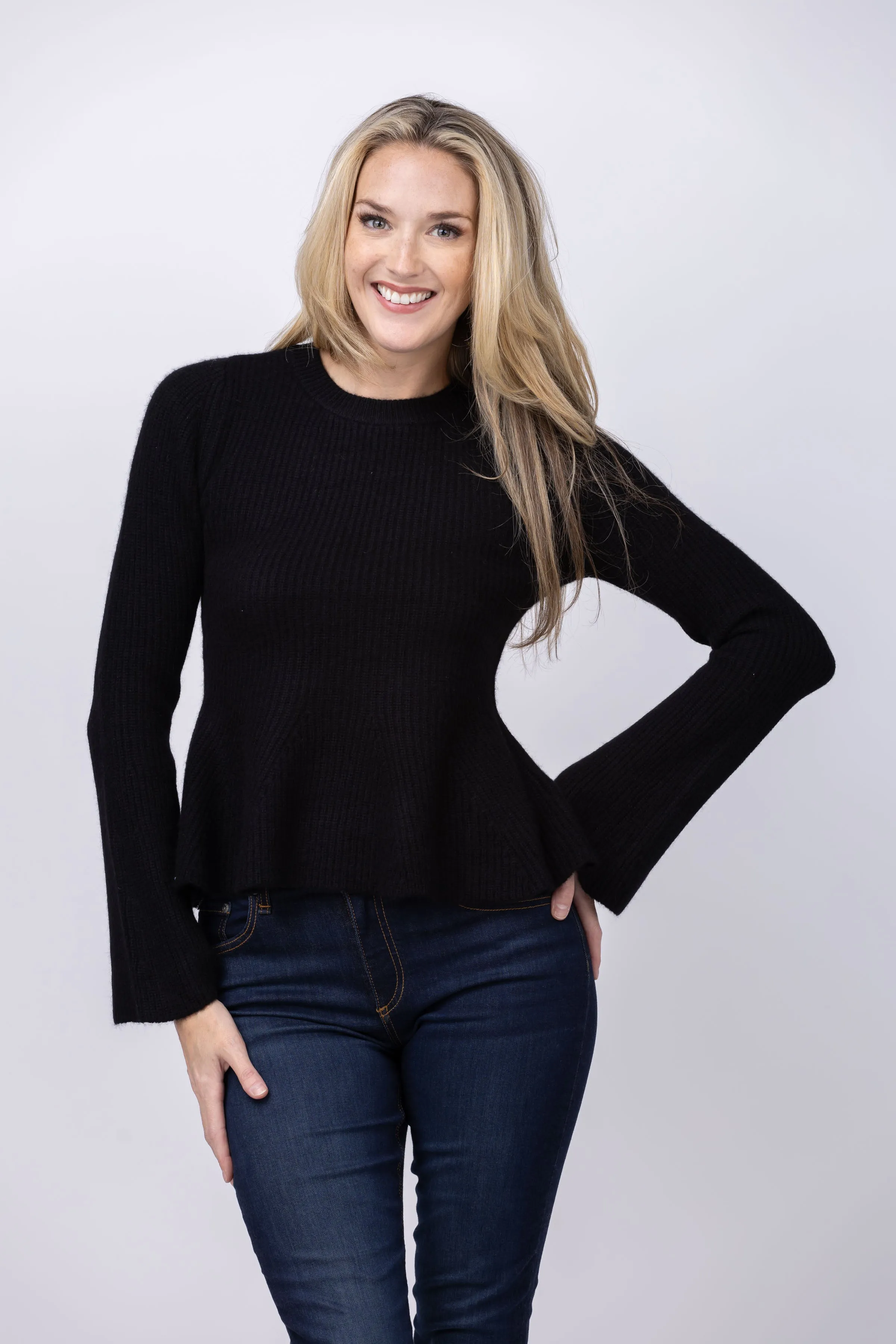 DH New York Bell Sleeve Sweater in Black