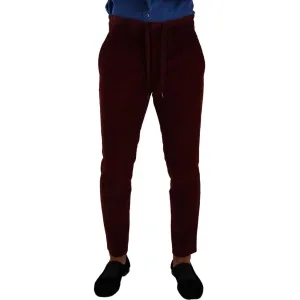 Dolce & Gabbana Elegant Bordeaux Velvet Dress Trousers